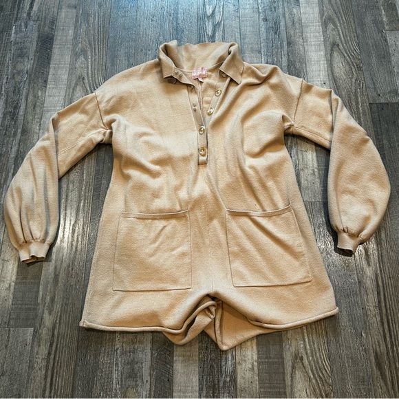 Show Me Your MuMu Camel Knit Romper - Picture 2 of 7